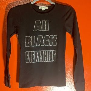 All black everything thermal shirt, size small